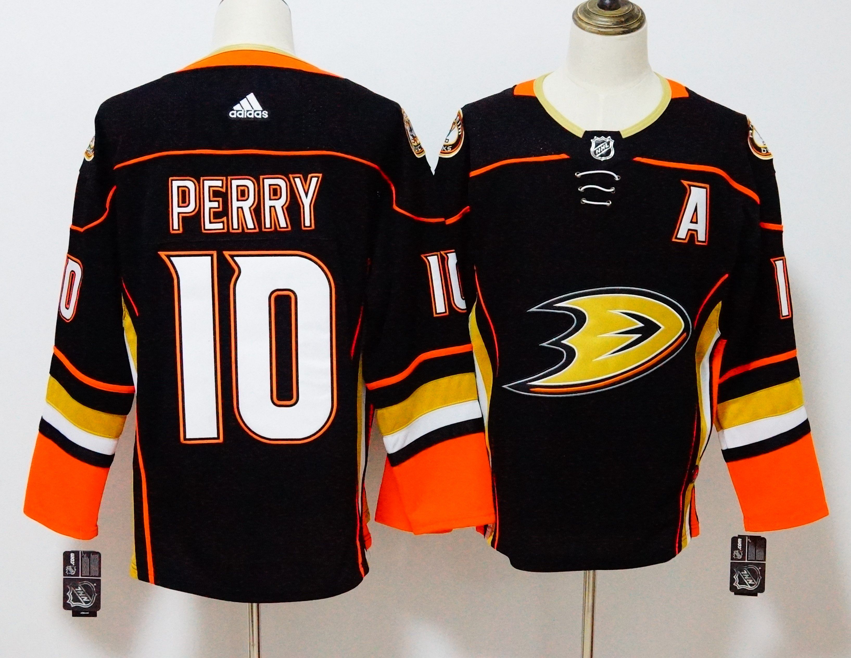 Men Anaheim Ducks #10 Perry Black Hockey Stitched Adidas NHL Jerseys